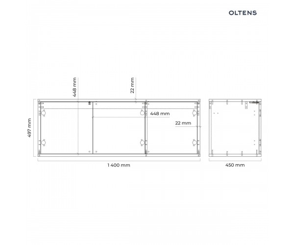 Oltens Hedvig szafka 140 cm podumywalkowa wisząca z półką czarny mat/dąb naturalny 60205360