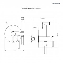 Oltens Molle bateria bidetowa podtynkowa ze słuchawką prysznicową chrom 31100100