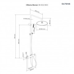 Oltens Boran zestaw prysznicowy termostatyczny z deszczownicą okrągłą złotą 36502800