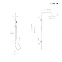 Oltens Boran (S) zestaw prysznicowy termostatyczny z deszczownicą kwadratową chrom 36503100