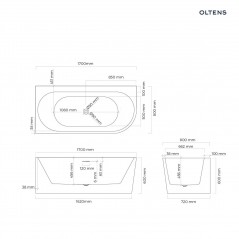 Oltens Hulda wanna wolnostojąca 170x80 cm narożna lewa biały połysk 11005000