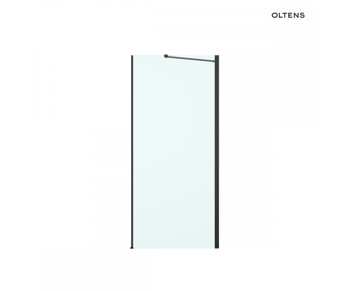 Oltens Hallan ścianka prysznicowa 90 cm boczna do drzwi czarny mat/szkło przezroczyste 22101300