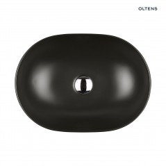 Oltens Hamnes Thin umywalka 49,5x35,5 cm nablatowa owalna czarny mat 40319300