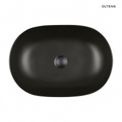 Oltens Hamnes Thin umywalka 60,5x41,5 cm nablatowa owalna czarny mat 40320300