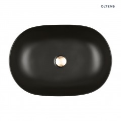 Oltens Hamnes Thin umywalka 60,5x41,5 cm nablatowa owalna czarny mat 40320300