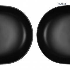 Oltens Hamnes Thin umywalka 49,5x35,5 cm nablatowa owalna z powłoką SmartClean czarny mat 40819300