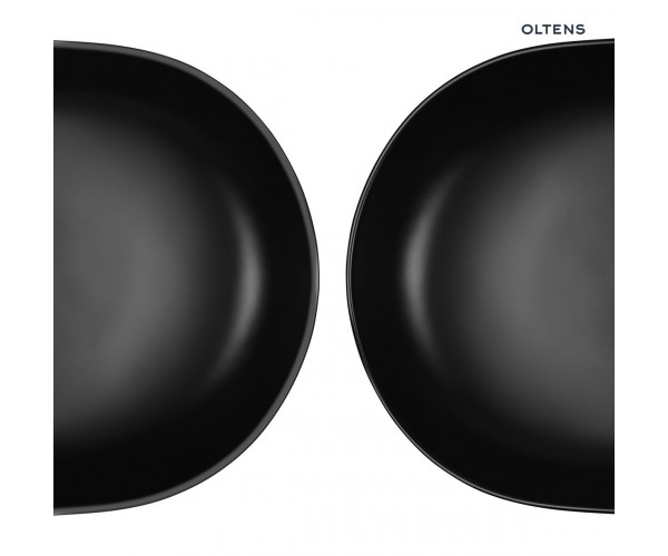 Oltens Hamnes Thin umywalka 51x39 cm nablatowa owalna z powłoką SmartClean czarny mat 41813300