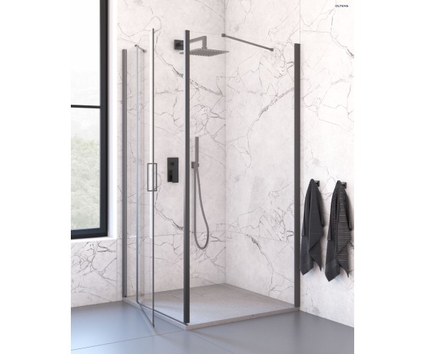 Oltens Verdal drzwi prysznicowe 80 cm czarny mat/szkło przezroczyste 21203300