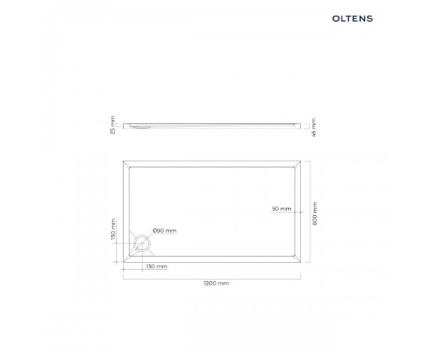 Oltens Superior brodzik 120x80 cm prostokątny akrylowy czarny mat 15003300