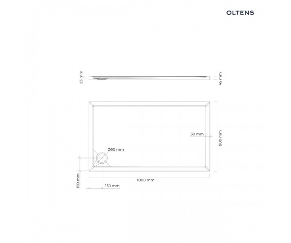 Oltens Superior brodzik 100x90 cm prostokątny akrylowy czarny mat 15005300