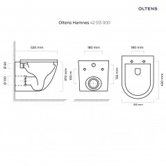 Zestaw Oltens Hamnes miska WC wisząca PureRim z powłoką SmartClean z deską wolnoopadającą Ovan Slim 42518000