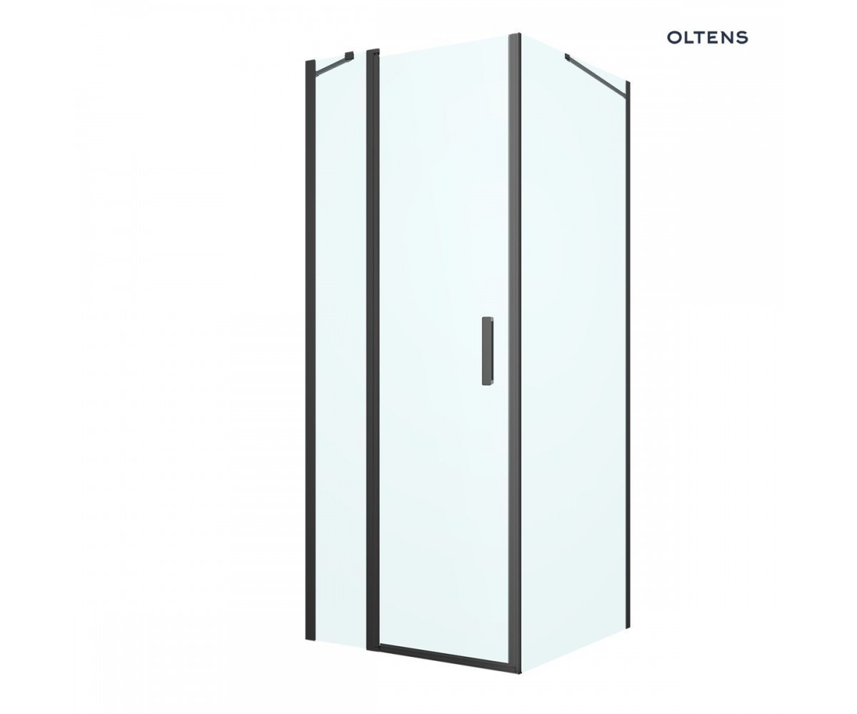 Oltens Hallan kabina prysznicowa 100x90 cm protokątna drzwi ze ścianką czarny mat/szkło przezroczyste 20205300