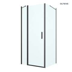 Oltens Verdal kabina prysznicowa 90x90 cm kwadratowa drzwi ze ścianką czarny mat/szkło przezroczyste 20011300