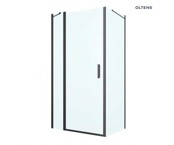 Oltens Verdal kabina prysznicowa 100x80 cm prostokątna drzwi ze ścianką czarny mat/szkło przezroczyste 20209300
