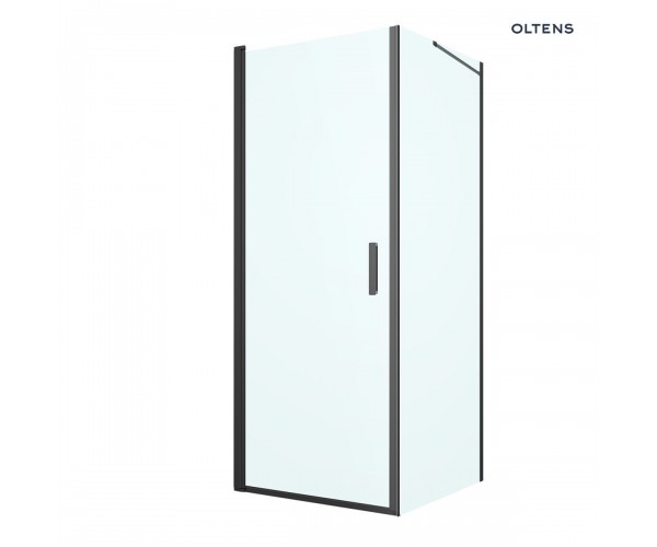 Oltens Rinnan kabina prysznicowa 80x90 cm prostokątna drzwi ze ścianką czarny mat/szkło przezroczyste 20212300