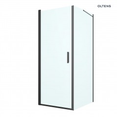 Oltens Rinnan kabina prysznicowa 80x100 cm prostokątna drzwi ze ścianką czarny mat/szkło przezroczyste 20215300