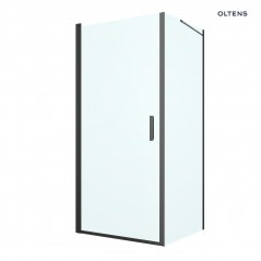 Oltens Rinnan kabina prysznicowa 90x90 cm kwadratowa drzwi ze ścianką czarny mat/szkło przezroczyste 20014300