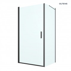 Oltens Rinnan kabina prysznicowa 100x90 cm prostokątna drzwi ze ścianką czarny mat/szkło przezroczyste 20219300