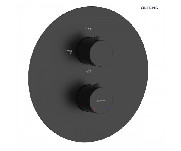 Zestaw Oltens Katla zestaw wannowo-prysznicowy podtynkowy termostatyczny czarny mat 36610300