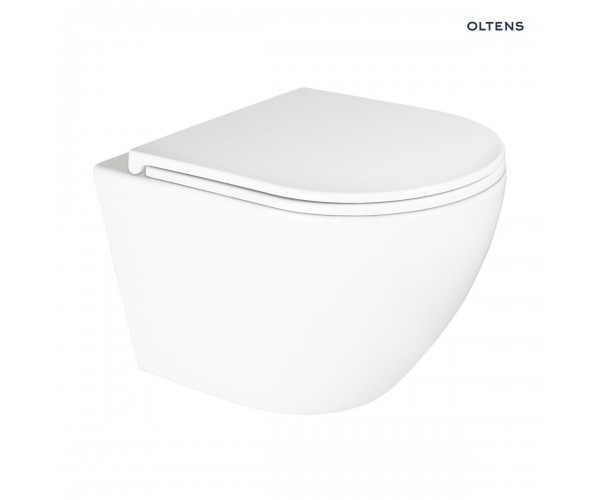 Zestaw Oltens Hamnes Kort miska WC wisząca PureRim z deską wolnoopadającą biały 42020000