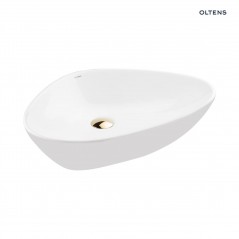 Oltens Vala umywalka 59x39 cm nablatowa owalna z powłoką SmartClean biała 40825000