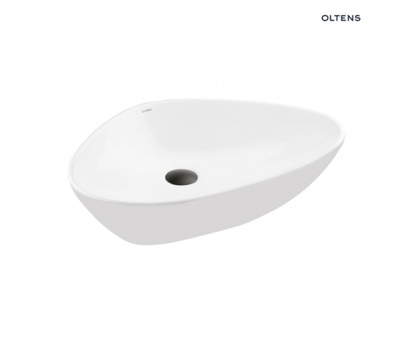 Oltens Vala umywalka 59x39 cm nablatowa owalna z powłoką SmartClean biała 40825000
