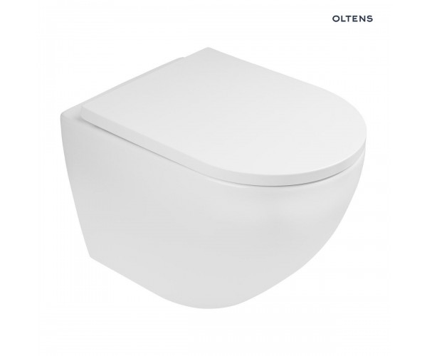 Zestaw Oltens Hamnes Stille miska WC wisząca PureRim z deską wolnoopadającą biały 42023000