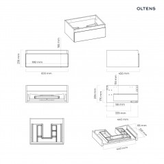 Oltens Vernal szafka 60 cm podumywalkowa wisząca biały połysk 60009000