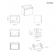 Oltens Vernal szafka 60 cm podumywalkowa wisząca grafit mat 60013400