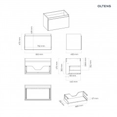 Oltens Vernal szafka 80 cm podumywalkowa wisząca biały połysk 60014000