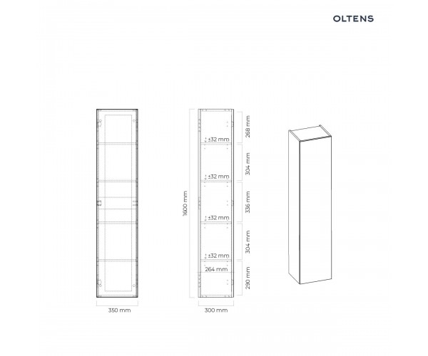 Oltens Vernal szafka 160 cm boczna wisząca szary mat 61000700