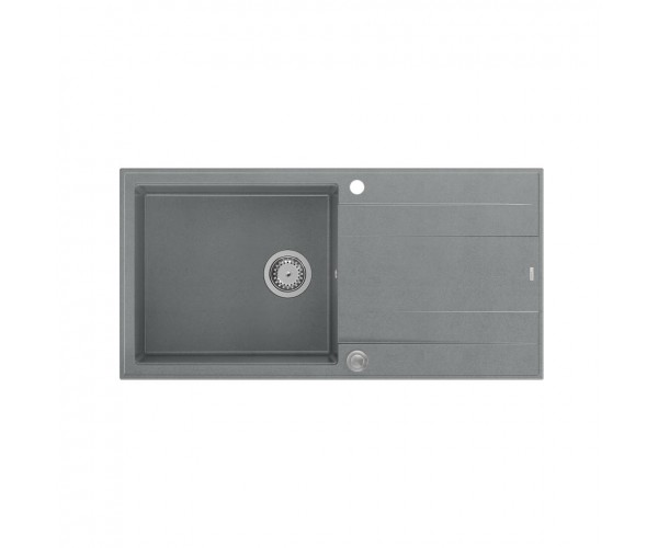 EVAN 146 XL GraniteQ zlewozmywak z syfonem Push 2 Open 1-komorowy z/o (1000x500x210 kom. 420x480) silver stone / elementy stalow
