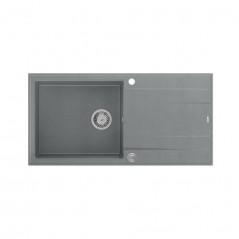 EVAN 146 XL GraniteQ zlewozmywak z syfonem Push 2 Open 1-komorowy z/o (1000x500x210 kom. 420x480) silver stone / elementy stalow