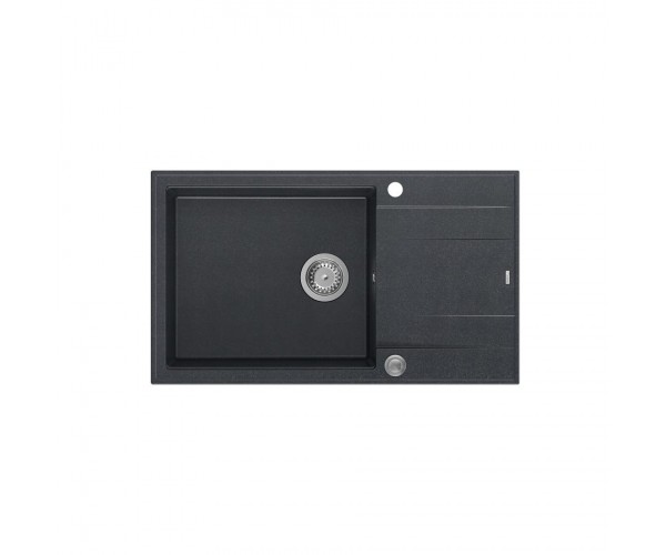 EVAN 136 XL GraniteQ zlewozmywak z syfonem Push To Open 1-komorowy z/o (860x500x210 kom. 420x490) black diamond / elementy stalo