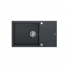 EVAN 136 XL GraniteQ zlewozmywak z syfonem Push To Open 1-komorowy z/o (860x500x210 kom. 420x490) black diamond / elementy stalo