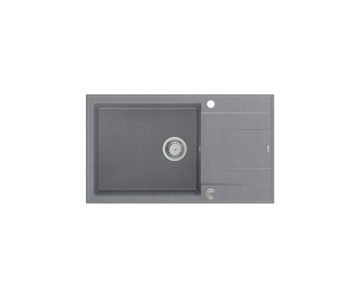 EVAN 136 XL GraniteQ zlewozmywak z syfonem Push To Open 1-komorowy z/o (860x500x210 kom. 420x490) silver stone / elementy stalow