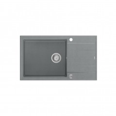 EVAN 136 XL GraniteQ zlewozmywak z syfonem Push To Open 1-komorowy z/o (860x500x210 kom. 420x490) silver stone / elementy stalow