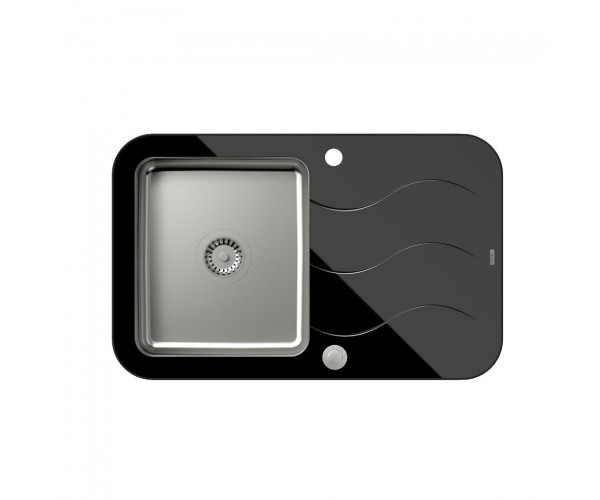 Glen 211 HardQ komora stalowa z czarnym blatem szklanym z syfonem Push 2 Open (780x500/R35) 