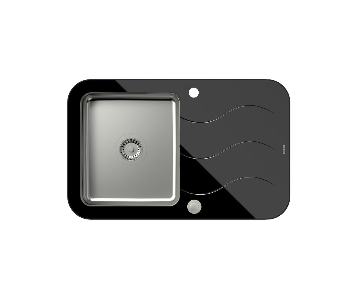 Glen 211 HardQ komora stalowa z czarnym blatem szklanym z syfonem Push 2 Open (780x500/R35) 