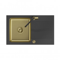 MICHAEL 111 Fusion HardRock onyx z komorą złotą (780x480x190) z syfonem Push 2 open z baterią Maggie złota 