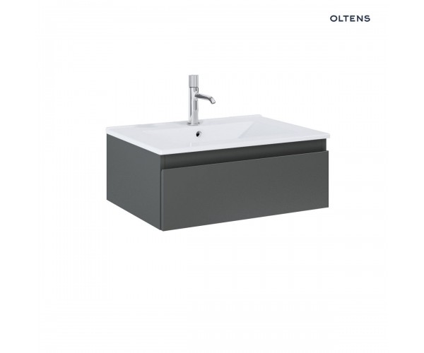 Zestaw Oltens Vernal umywalka z szafką 60 cm biały/grafit mat 68004400