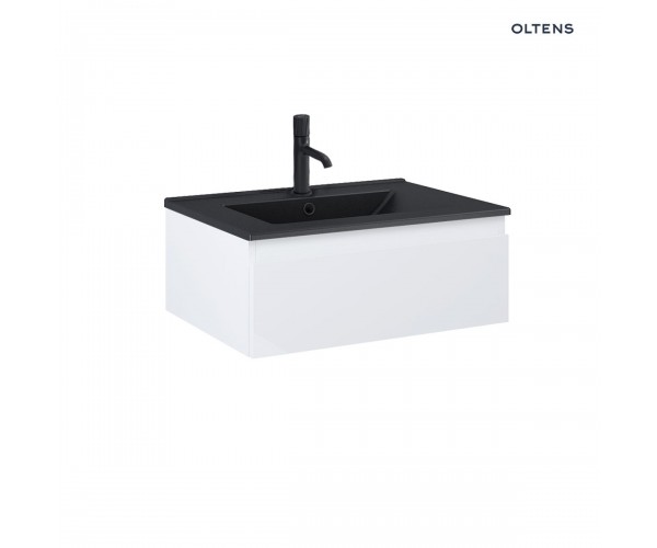 Zestaw Oltens Vernal umywalka z szafką 60 cm czarny mat/biały połysk 68005000