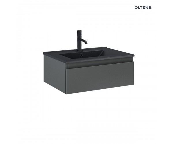 Zestaw Oltens Vernal umywalka z szafką 60 cm czarny mat/grafit mat 68005400