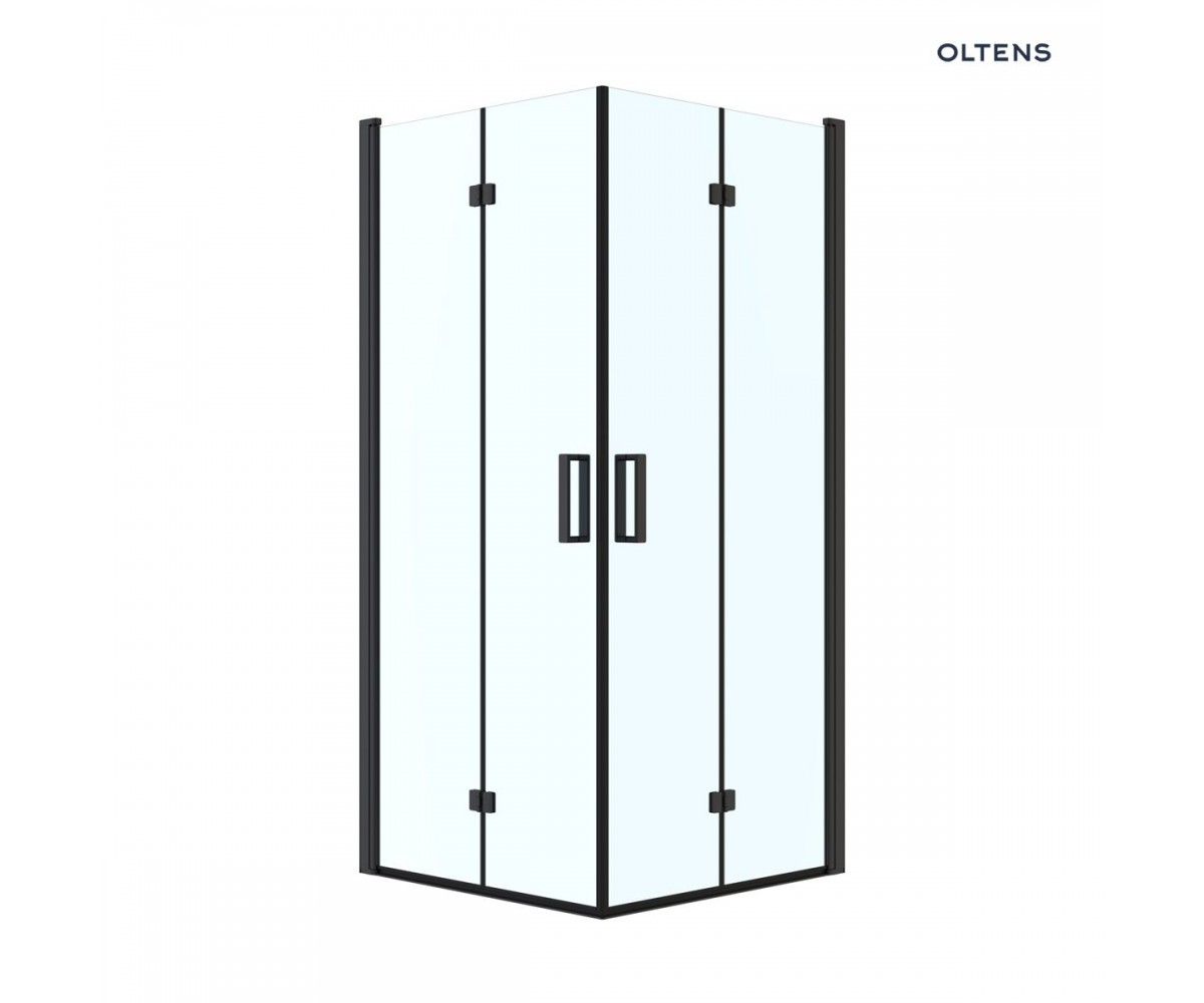 Oltens Byske kabina prysznicowa 80x80 cm kwadratowa czarny mat/szkło przezroczyste 20001300
