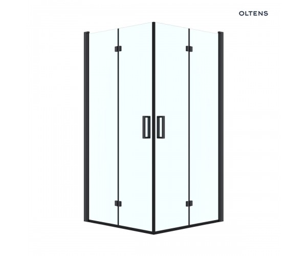 Oltens Byske kabina prysznicowa 90x90 cm kwadratowa czarny mat/szkło przezroczyste 20002300