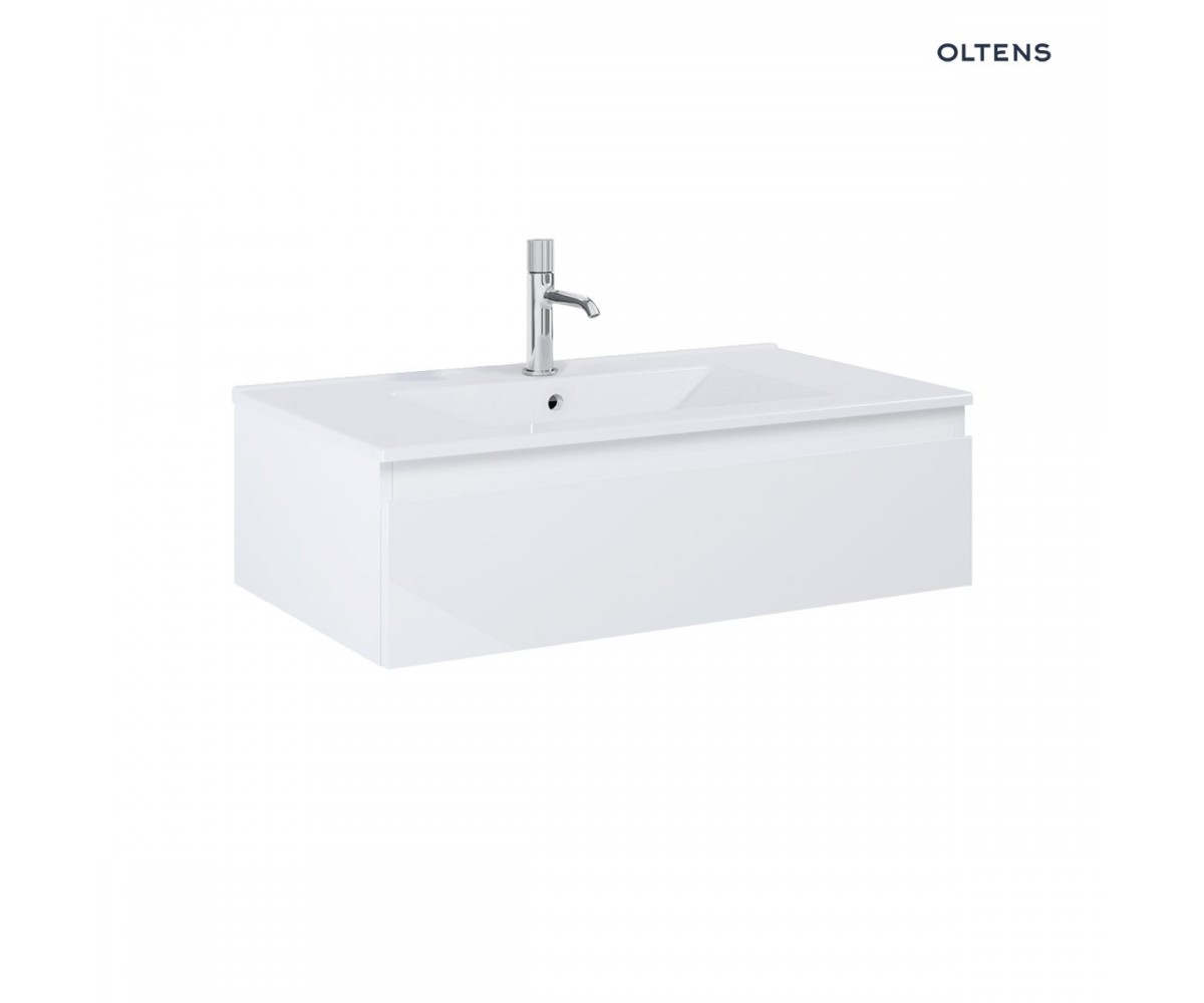 Zestaw Oltens Vernal umywalka z szafką 80 cm biały połysk 68006000