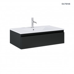 Zestaw Oltens Vernal umywalka z szafką 80 cm biały/czarny mat 68006300