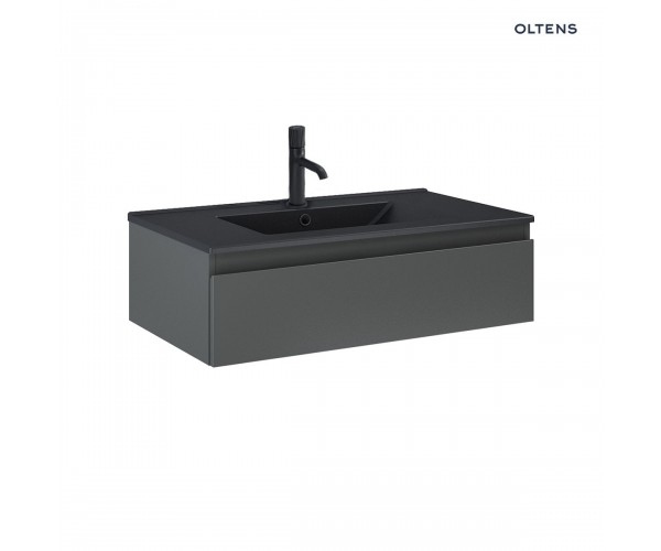 Zestaw Oltens Vernal umywalka z szafką 80 cm czarny mat/grafit mat 68007400