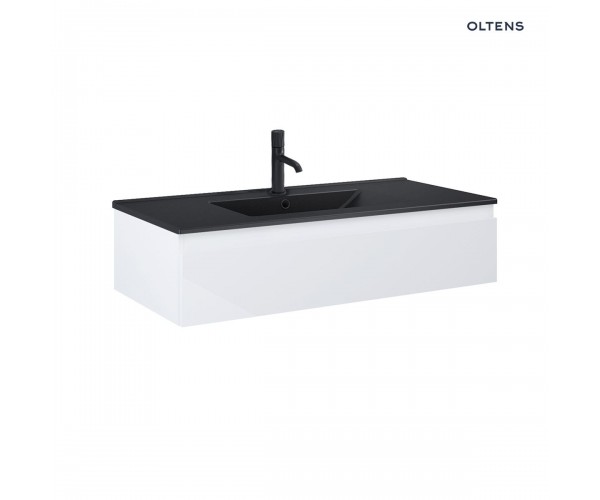 Zestaw Oltens Vernal umywalka z szafką 100 cm czarny mat/biały połysk 68009000