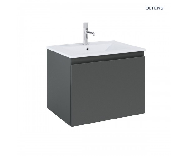 Zestaw Oltens Vernal umywalka z szafką 60 cm biały/grafit mat 68012400